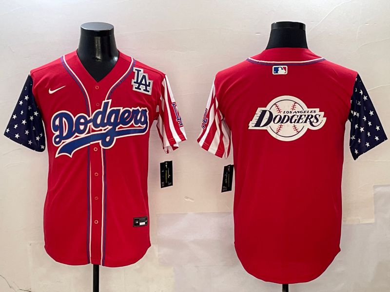 Men Los Angeles Dodgers Blank Red a generation of national flags Joint name 2025 Nike MLB Jersey style 39